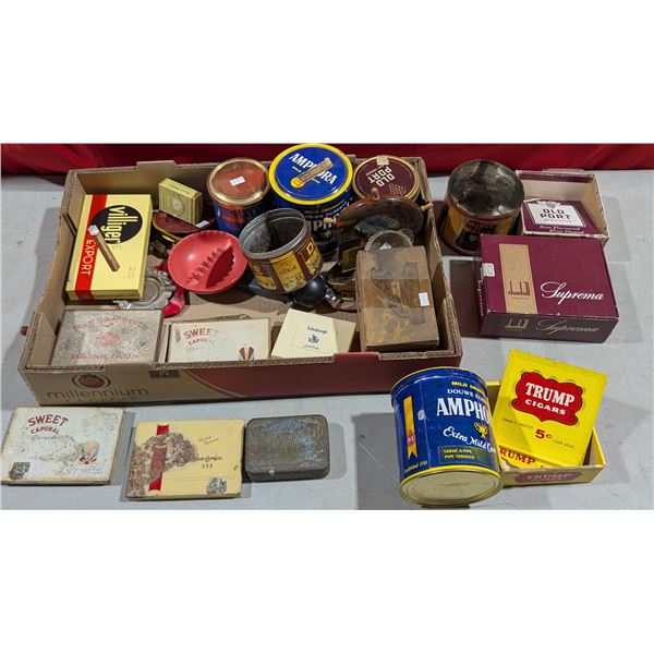 VTG Lot of Tobacco Tins & Cigar Boxes w/ Amphora, Dunhill, Trump & Sweet Caporal