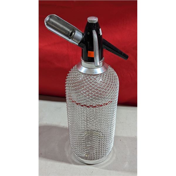 VTG Mesh-Covered Glass Soda Siphon / Seltzer Bottle