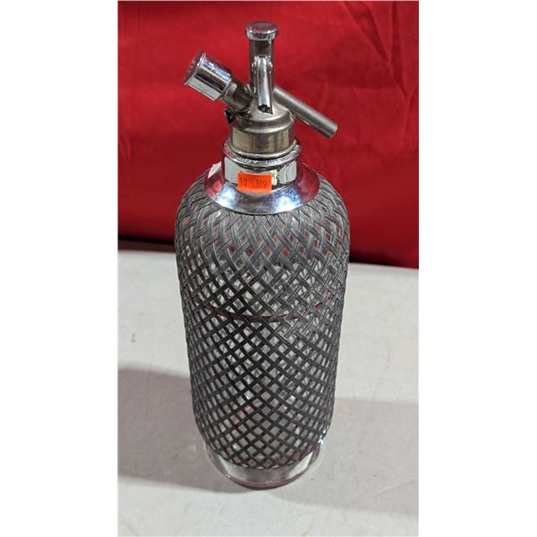 VTG Mesh-Covered Glass Soda Siphon / Seltzer Bottle