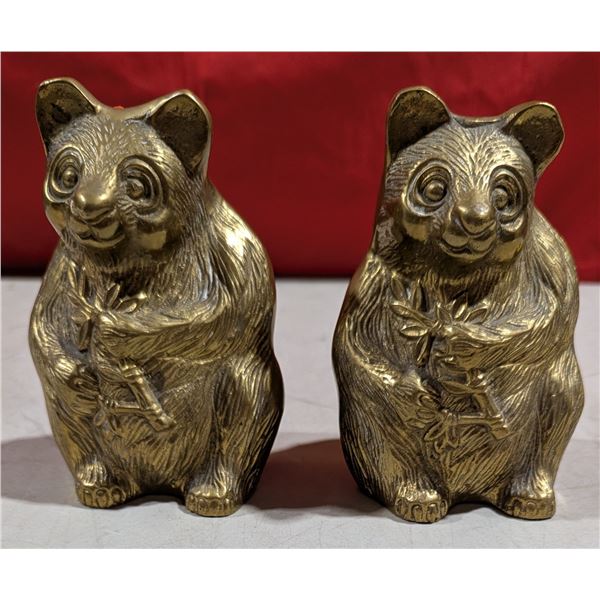 Pair of Korean Brass Panda Figurines