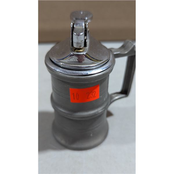 VTG Mid-Century Pewter Tankard Table Cigarette Lighter