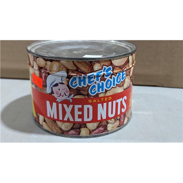 VTG 1960s-70s Chef's Choice Salted Mixed Nuts Tin - Sealed w/ Original Contents