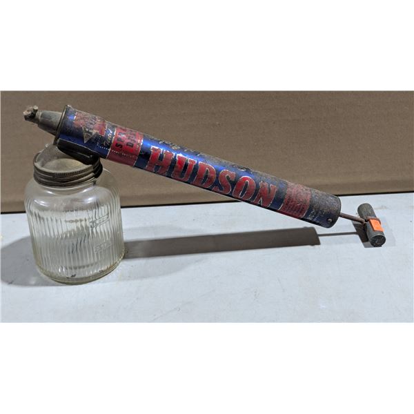 VTG 1950s Hudson Glass Jar Hand Pump Insecticide Bug Sprayer