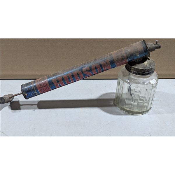 VTG 1950s Hudson Glass Jar Hand Pump Insecticide Bug Sprayer