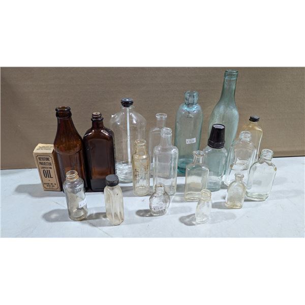 Antique & VTG Aqua/Amber Medicine Bottles & More