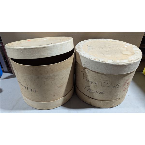 2 VTG Round Cardboard Hat / Storage Boxes