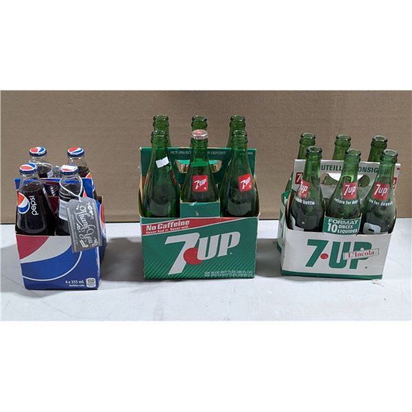 VTG 7UP Glass Bottles & Pepsi Glass Bottle 4-Pack & More