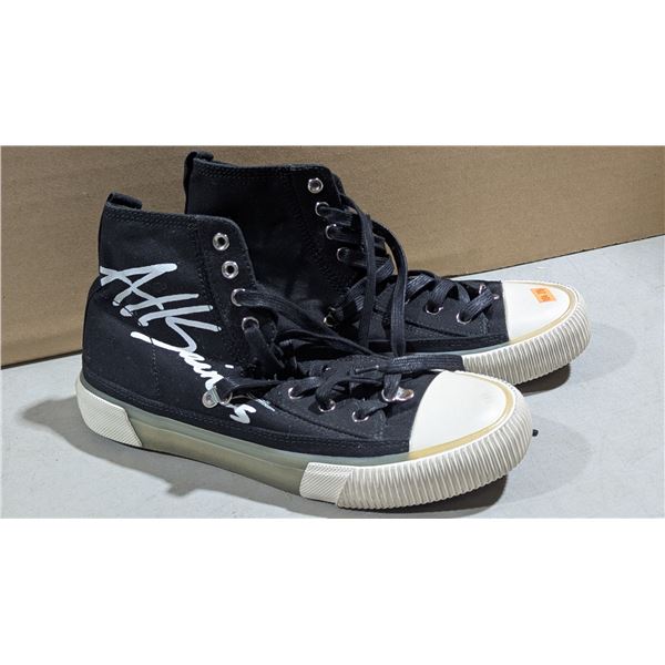 AllSaints Elena Signature Graffiti Logo Black Canvas High-Top Sneakers