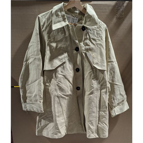 NWT Cabi Goy Front Cap Trench Coat Beige Outerwear Jacket