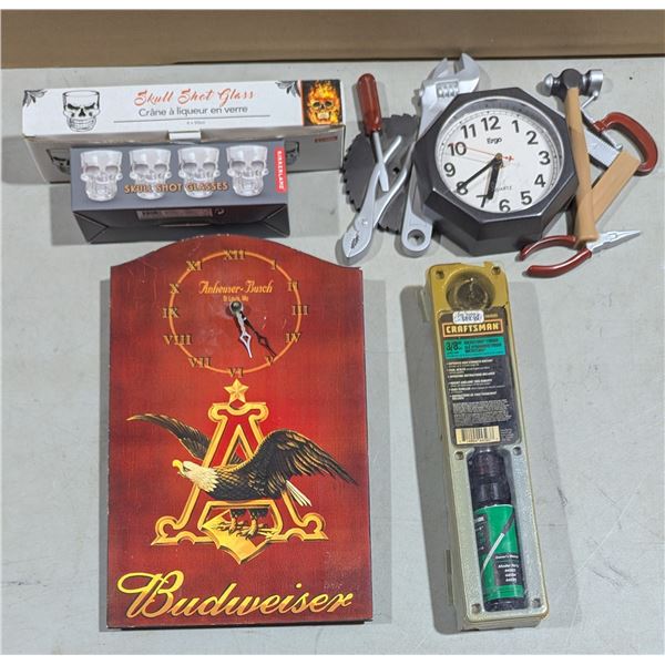 Shot Glass Set, Wall Clocks and Craftsman MicroTork Torque