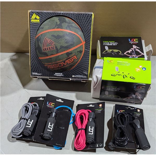 Jump Ropes, Basketball and 5 pieces Fitness Travel Sets