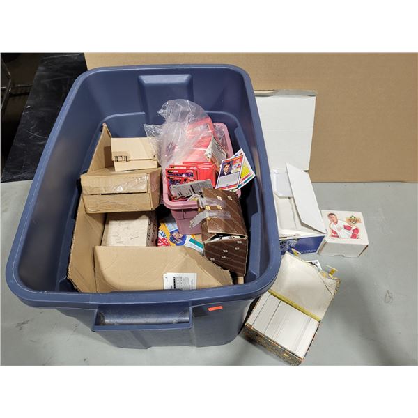 Blue Bin of Sports Cards