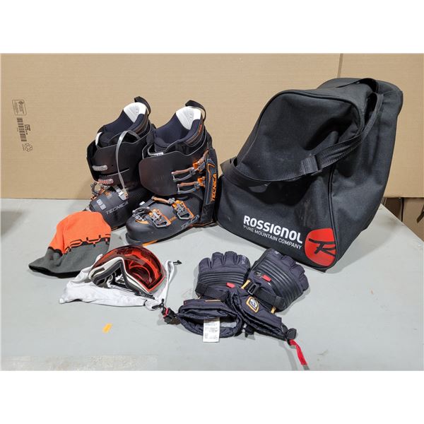 Tecnica Ski Boots, Goggles, Bag and Gloves