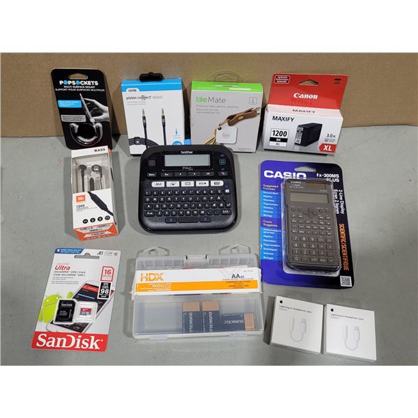 Office Supplies Lot , SD Card, Cannon Black ink, Calculators