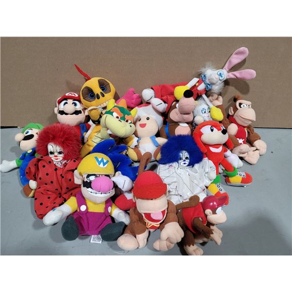 Lot of Assorted Plush Toys w/ Mario, Sonic, Donkey Kong & More