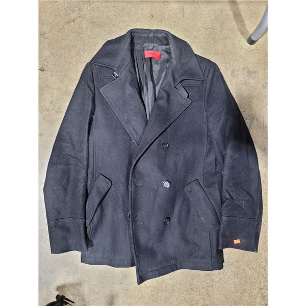 HUGO BOSS Bansk Men's Black Double-Breasted Peacoat Jacket