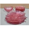 Image 1 : VTG Pink Textured Glass Dinnerware Se