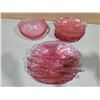 Image 2 : VTG Pink Textured Glass Dinnerware Se