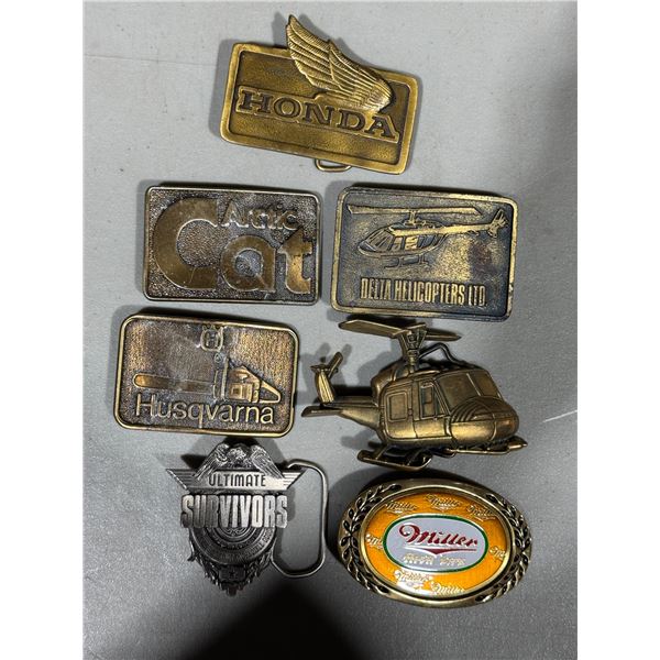 VTG Belt Buckle Collection w/ Brass Buckles / Honda, Arctic Cat, & More