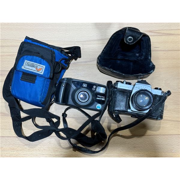 VTG Pentax Film Camera Lot – Asahi Spotmatic SLR & Zoom 105-WR Point & Shoot