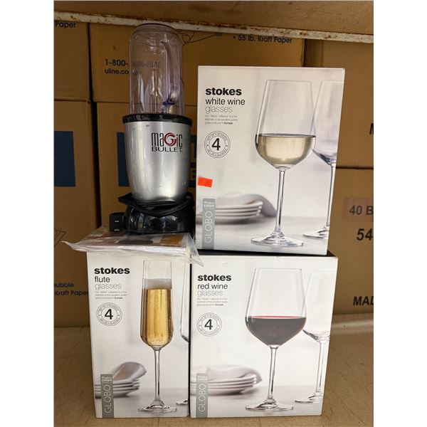 Lot of Assorted Wine Glasses w/ Magic Bullet
