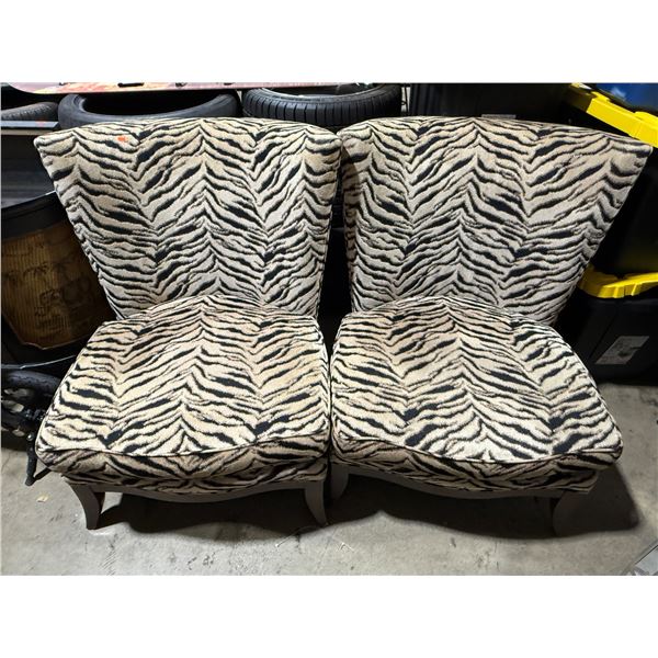 Pair of Schnadig International Tiger Print Armless Chairs