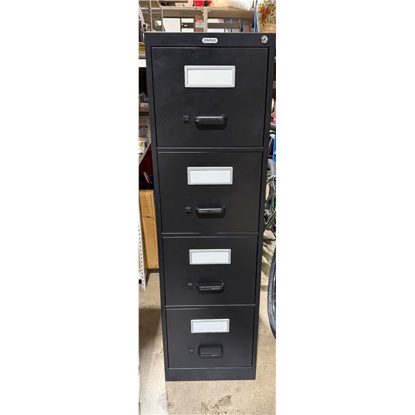Staples Black Filing Cabinet w/ Four Drawers