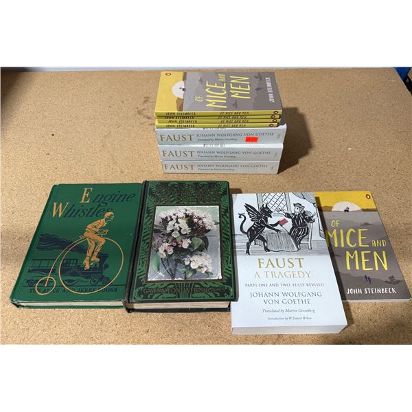 Assorted Book Lot w/ Multiple of Mice and Men, Faust a Tragedy, & More
