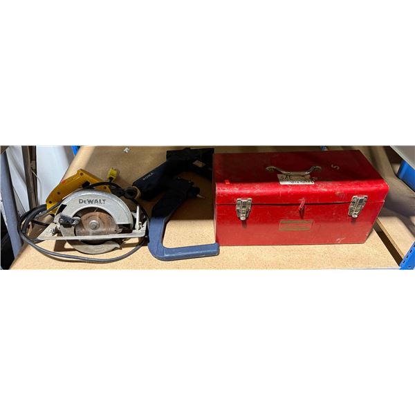 Lot of Assorted Tools w/ DeWalt Saw, Toolbox, Wrenches & More