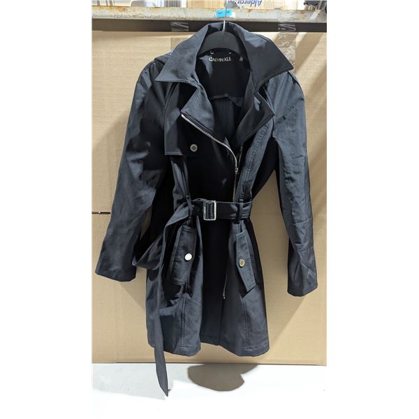 Calvin Klein Women's Asymmetrical Zip Belted Trench Coat Jacket