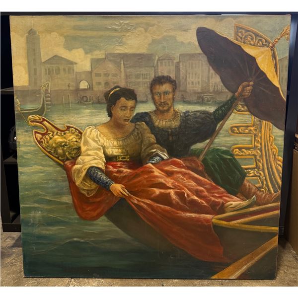 VTG Large Oil Painting on Canvas Venice Gondola Scene