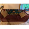 Image 1 : Three-Seat Burgundy Microfiber Sofa with Blanket