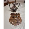 Image 1 : Silver-Plated Teapot and Collector Spoons on Plaque