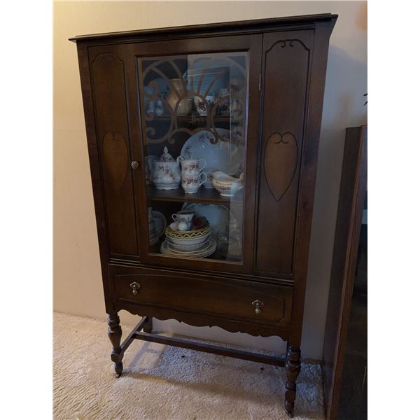 Wooden Display Cabinet With Glass Door, 5ft Tall