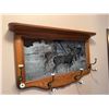 Image 2 : Wooden Wall Shelf with Deer Illustration and Coat Hooks
