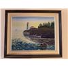 Image 1 : Framed Lighthouse Coastal Painting, 24 x 19 Inch