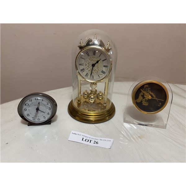 Three Assorted Tabletop Clocks