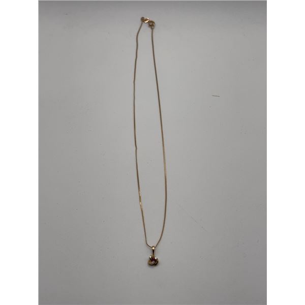 10k Gold Necklace with Gemstone Pendant, 1.37g