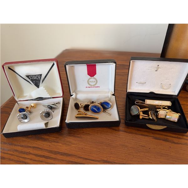 Vintage Cufflinks and Tie Clips in Boxes