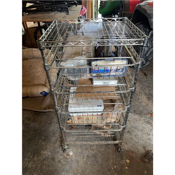 Metal Rolling Utility Shelving Cart With Tools
