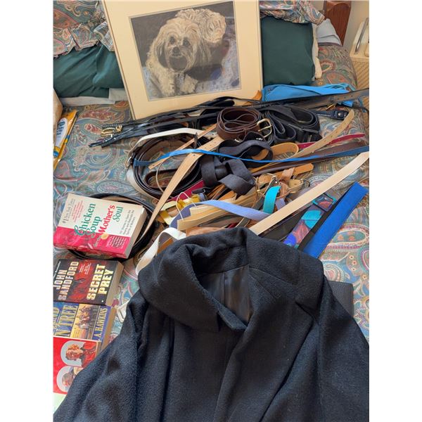 Mortons Black Wool Overcoat and Mixed Belts
