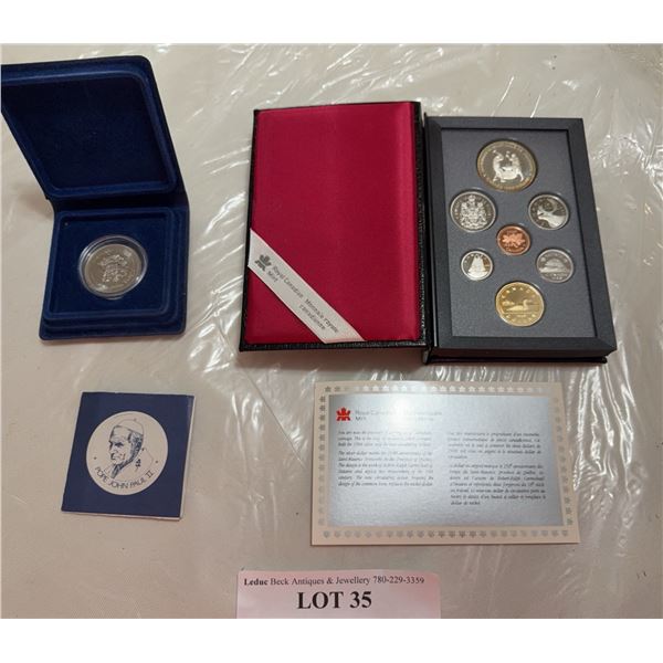 1984 Canada Proof Coin Set and Pope John Paul II Coin