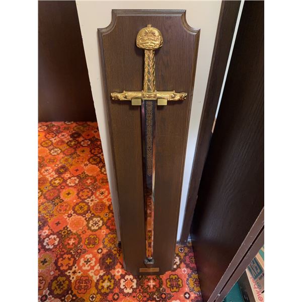 Replica Sword of Charlemagne on Display Plaque