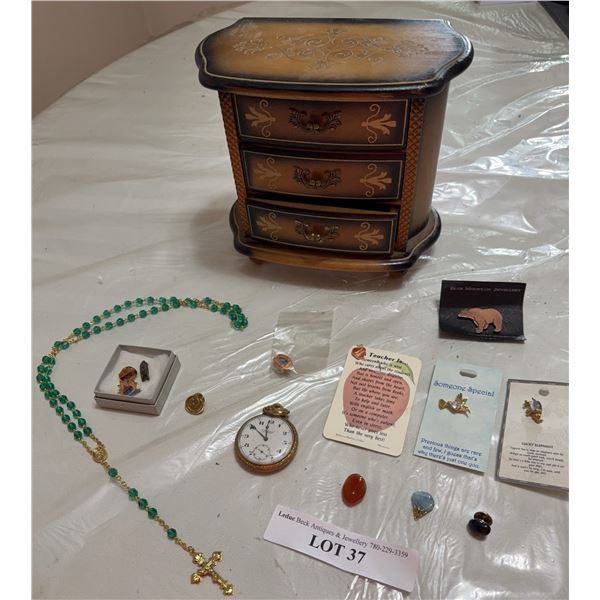 Jewelry, Ephemera, and Pocket Watch Lot