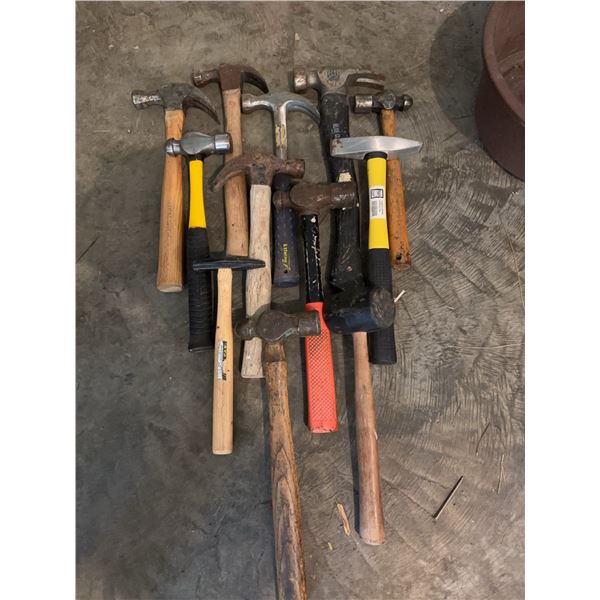 12 Hammers Various Types and Sizes