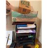 Image 5 : Large Oak Office Desk and Assorted Stationery