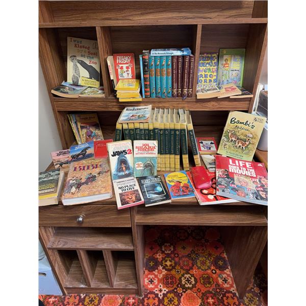 Wooden Desk With Assorted Vintage Books