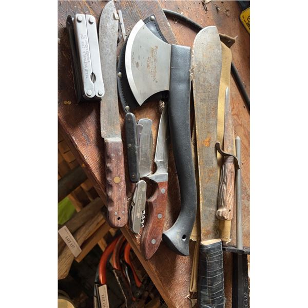 Knife and Tool Lot Featuring Normark Hatchet