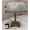 Image 1 : Frosted Glass Bankers Lamp and Foldable Clock
