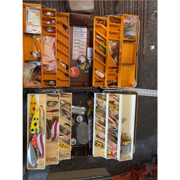 Two Large Tackle Boxes with Spoons and Hooks